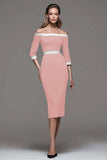 Off The Shoulder Black and White Pencil Work Dress