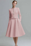 Ivory 2-Piece A-Line Long Sleeve Work Dress