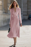 Sky Blue Peak Laplel Long Sleeve Midi Work Dress