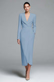Ivory Sheath V-Neck Work Dress With Long Sleeves