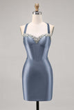 Beaded Corset Dark Green Homecoming Dress