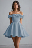 Off The Shoulder A Line Mini White Graduation Dress