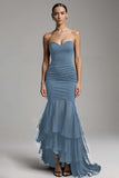 Black Strapless Mermaid Formal Dress With Ruffles
