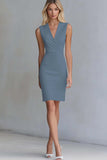 Ivory V Neck Bodycon Work Dress
