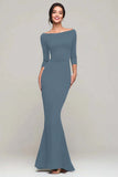 Simple Mermaid Bateau Neck Black Tie Dress