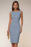 Ivory Bodycon Midi Work Dress with Slit