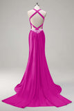 Sparkly Dark Green Mermaid Halter Corset Sequin Prom Dress