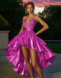 Metallic Gold High Low A Line Homecoming Dress