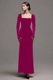Velvet Square Neck Long Sleeve Sheath Black Tie Dress