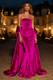 Silver Strapless Mermaid Velvet Maxi Formal Dress With Cape
