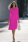 A-Line Long Sleeve Ivory Work Dress With Pockets