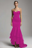Black Strapless Mermaid Formal Dress With Ruffles