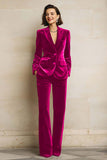 Purple Velvet Peak Lapel 2 Piece Women Suits