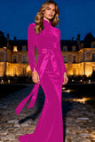 Black Mermaid Velvet High Neck Maxi Formal Dress With Bow