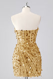 Strapless Corset Bodycon Sparkly Blue Mini Homecoming Dress