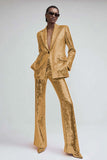 Pink 2-Piece Notched Lapel Women Prom Suits With Sequins