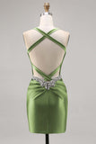 Beaded Corset Dark Green Homecoming Dress
