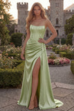 Strapless Corset Mermaid Burgundy Appliqued Prom Dress