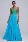 Strapless A Line Pink Ruched Maxi Formal Dress