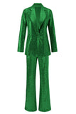 Sparkly Silver Notched Lapel 2-Piece Women Prom Suits