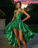 Metallic Gold High Low A Line Homecoming Dress