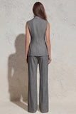 Notched Lapel White Sleeveless Women Suits with Sash