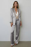 Dark Golden Beaded Peak Lapel 2 Piece Women Prom Suit