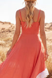High Low Cowl Neck A Line Causal Dress with Ruffles