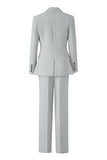 3 Piece Black Peak Lapel Women Business Casual Suits