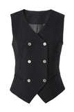 3 Piece Black Peak Lapel Women Business Casual Suits