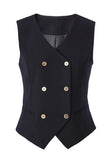 3 Piece Black Peak Lapel Women Business Casual Suits