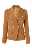 Black Slim Fit Peak Lapel Double Breasted Women Blazer