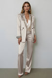 Dark Golden Beaded Peak Lapel 2 Piece Women Prom Suit