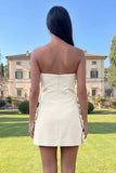 Strapless Blue Floral Homecoming Dress
