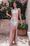 Sparkly Halter Gold Wedding Guest Dress