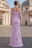 Off the Shoulder Ruffled Lilac Mermaid Prom Dress