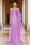 Cabernet Off the Shoulder Mermaid Tulle Long Military Ball Dress