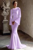 Mermaid Ivory Cowl Neck Bridal Shower Dress With Flare Sleeves
