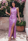 Sparkly Halter Gold Wedding Guest Dress