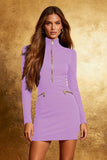 Black Bodycon High Neck Cocktail Dress With Long Sleeves