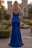 Burgundy Mermaid Satin Cowl Neck Maxi Prom Dress