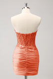 Fuchsia Sweetheart Corset Tight Homecoming Dress with Beading