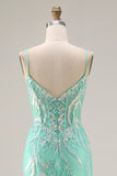 Sparkly Purple Mermaid Appliqued Maxi Prom Dress