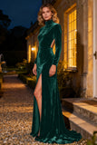 Navy Velvet Cut Out High Neck Maxi Holiday Party Dress With Slit