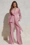 Ruffled Notched Lapel 2 Piece White Women Suits with Pockets