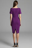 Navy Asymmetrical Ruched Midi Dress