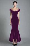 Off the Shoulder Mermaid Black Velvet Long Formal Dress