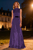 Pink High Neck Velvet Long Formal Dress