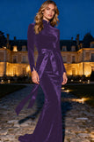 Black Mermaid Velvet High Neck Maxi Formal Dress With Bow