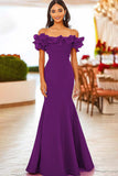 Red Mermaid Off the Shoulder Ruffled Gala Dress